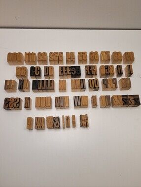 Large Lot of 98 Vintage Wooden Letterpress 1 inch Letter Blocks Shown